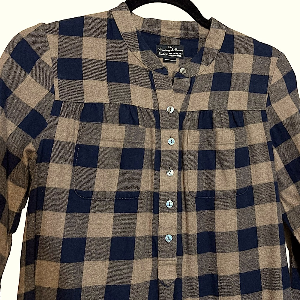 Madewell Buffalo Plaid Soft Flannel Blouse with Feminine Details Oversized XS - Picture 2 of 11